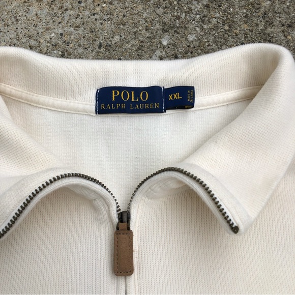 2000s Polo Ralph Lauren Cream/Green half zip sweater - Picture 3 of 3